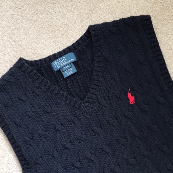 POLO BY RALPH LAUREN BOYS’ SIZE 8 CABLE KNIT VEST - Picture 1 of 4